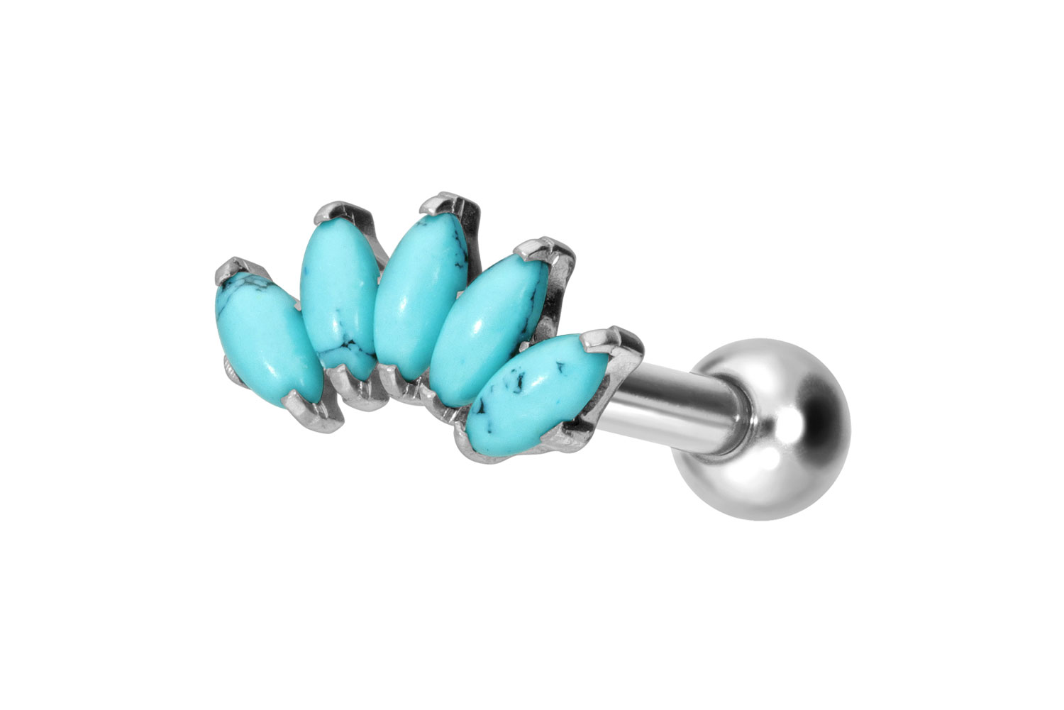 Titan Ohrpiercing mit Innengewinde BOGEN + SYNTHETISCHE TÜRKISE